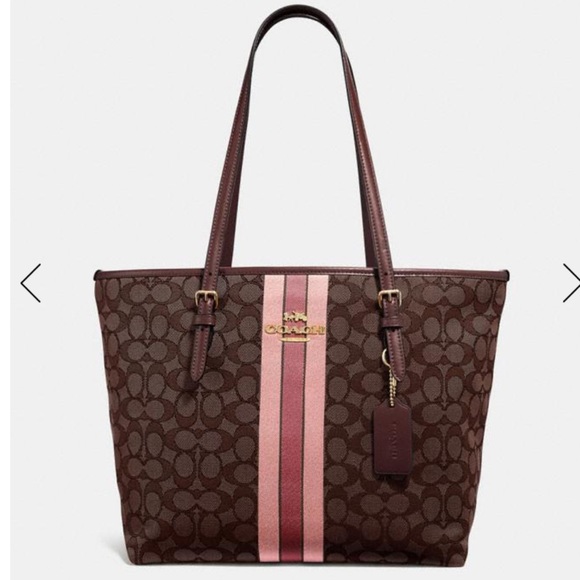 Coach Handbags - 🆕 Coach Zip Top Tote Signature Jacquard W/ Stripe